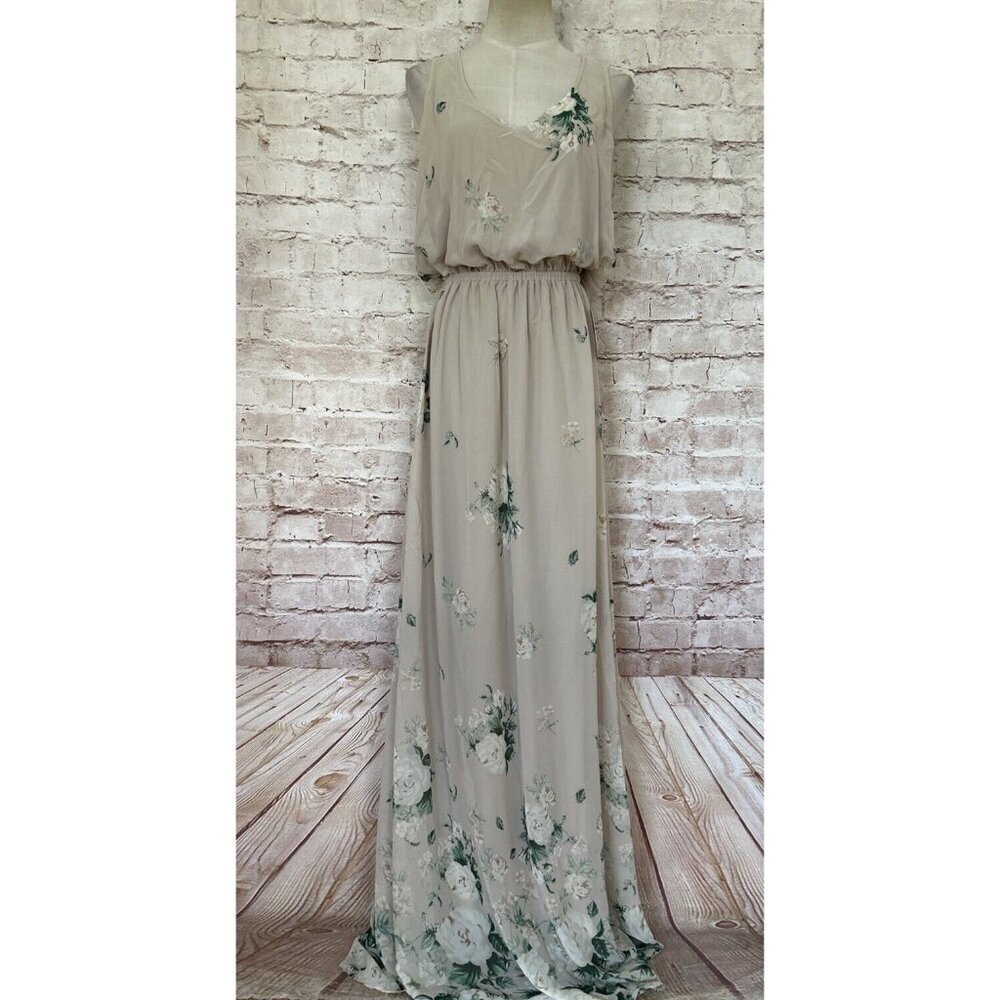 Show Me Your Mumu Maxi Dress Womens M Kendall Beige Floral Bouquet Toss Fairy